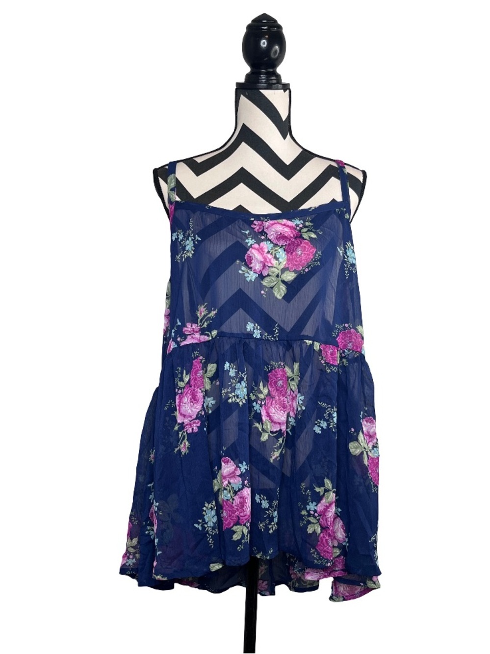 Torrid Sz 3 Peplum Floral Sheer Babydoll Tank Top